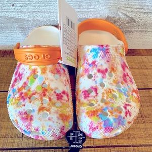Crocs, classic, tie-dye, graphic, clogs, girls, glitter, shiny